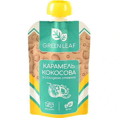 Карамель кокосова Green Leaf 90г солодка стевія д.п