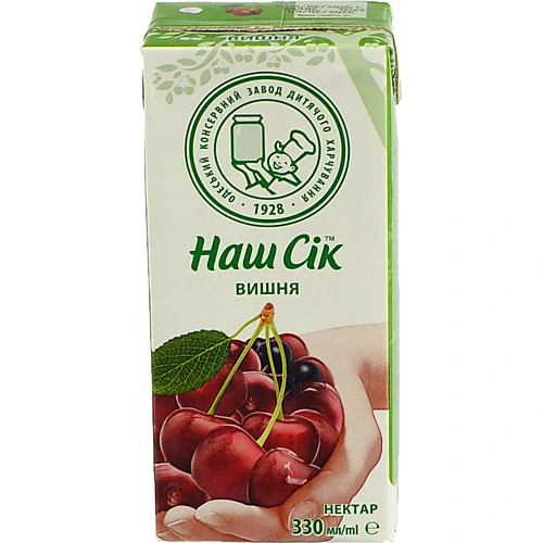 Нектар вишневий неосвітлений Наш сік 0.33л