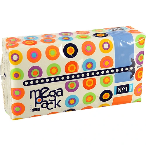 Хустинки паперові універсальні 2-х шарові 1 Mega Pack Bella 150шт