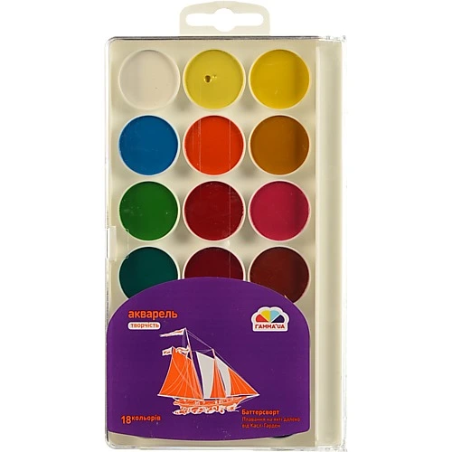 Акварель 18 кол.. б п. пластик. Творчість