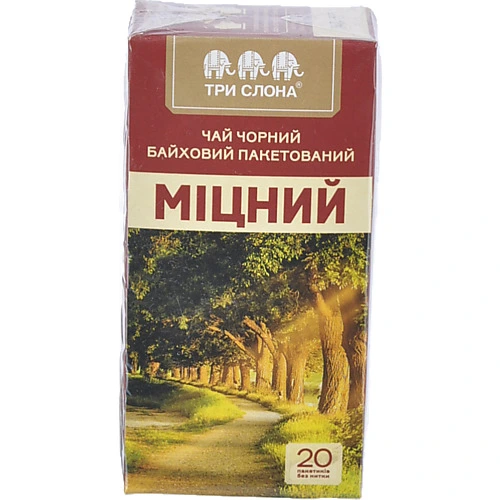 Чай Три Слона 20п міцний цейлонській чорний дрібний б.ніткі