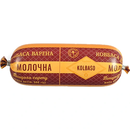 Ковбаса Kolbaso Молочна, варена, вищий сорт, полімерна оболонка, 500 г