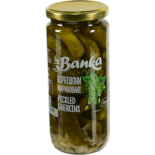 Огiрки The Banka 460г корнiшони маринованi пастерел.скло