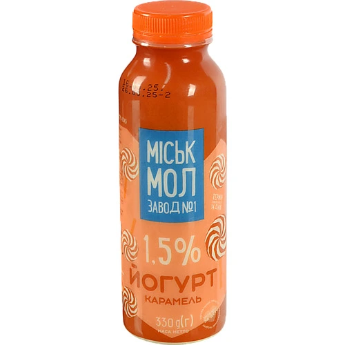 Йогурт 1.5% Карамель Міськмолзавод 1 п/пл 330г