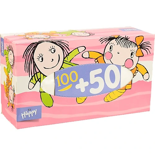 Хустинки паперові універсальні 2-х шарові Happy Bella 150шт