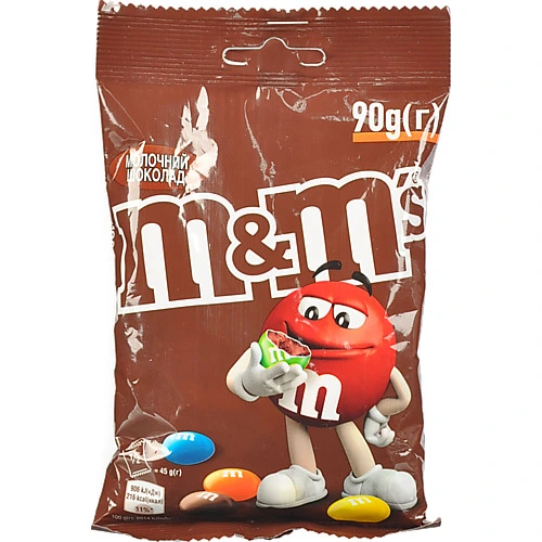 Драже з молочним шоколадом, вкрите хрумкою різнокольоровою глазур'ю M&M's м/у 90г