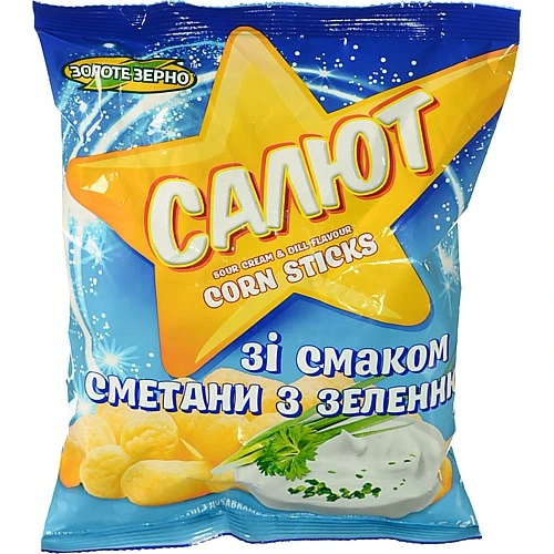Палички кукурудзяні зі смаком сметани із зеленню Салют Золоте Зерно м/у 45г