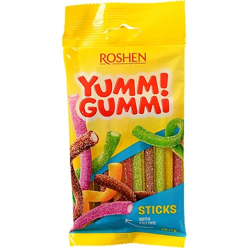 Цукерки желейні Roshen Yummi Gummi Sour Sticks - 70г