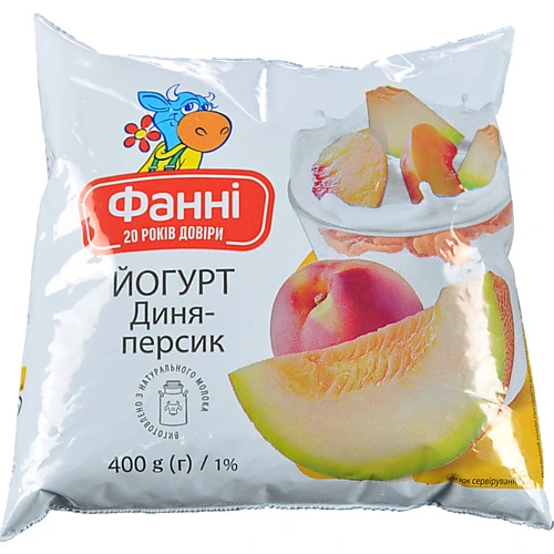 Йогурт 1% питний Диня-персик Фанні м/у 400г