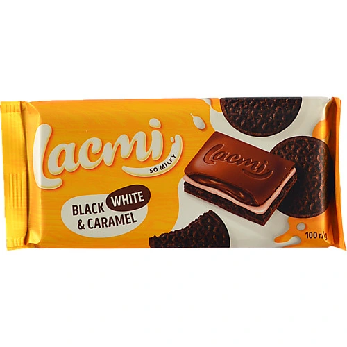 Шоколад Рошен 100г lacmi black caramel молочний печиво какао карамель