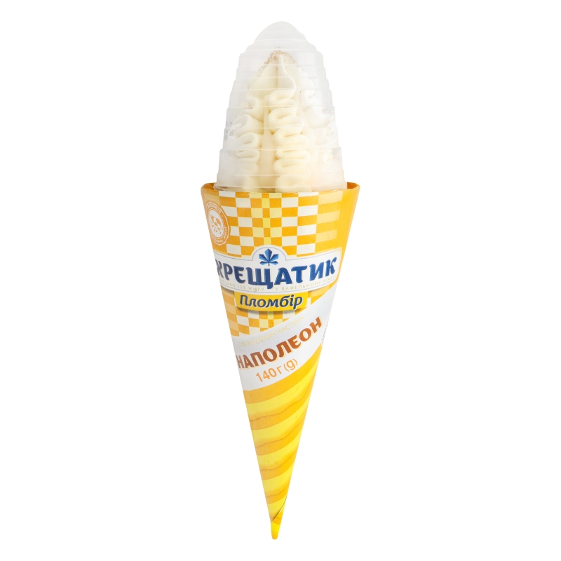 Морозиво 15% пломбір у вафельному ріжку Наполеон Хрещатик м/у 140г