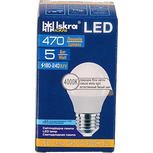 Лампа Іскра G45 5Вт Е27 4000K