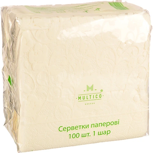 Серветки Multico 33Х33 100шт 1шар  білі