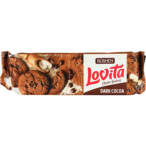 Печиво здобне Рошен 150г lovita classic какао кусочки глазурі