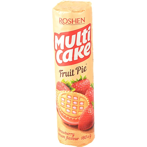 Печиво сендвіч Рошен 180г multicake полуниця крем