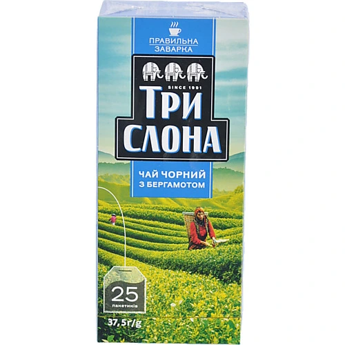 Чай Три Слона 25п чорний бергамот
