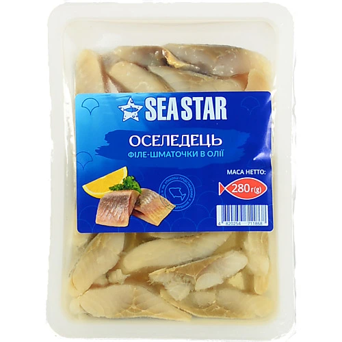 Оселедець філе Seastar 280г шматочки в олії