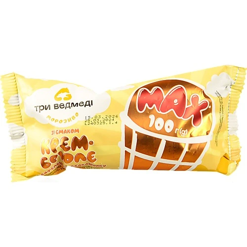 Морозиво Три ведмеді 100г крем брюле ваф.ст