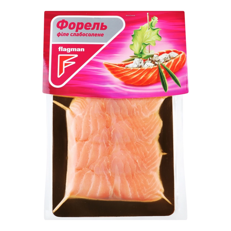 Філе форелі Flagman скибочки 100г слабосолена
