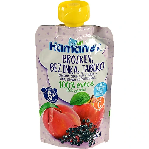 Пюре Hamanek 100г яблуко груша бузина пауч