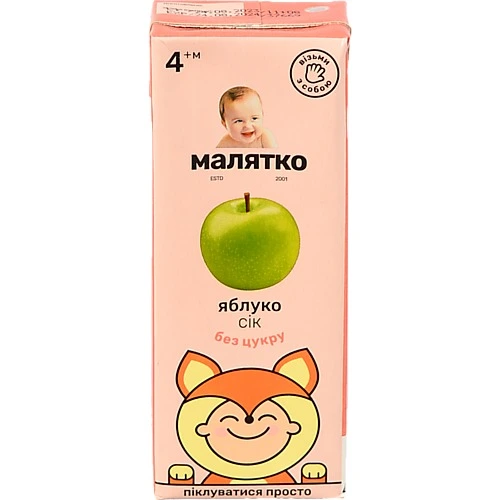 Сік для дітей від 4міс Яблуко Малятко т/п 200мл