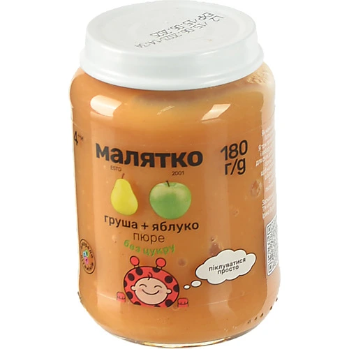 Пюре Малятко 180мл груша яблуко ск.