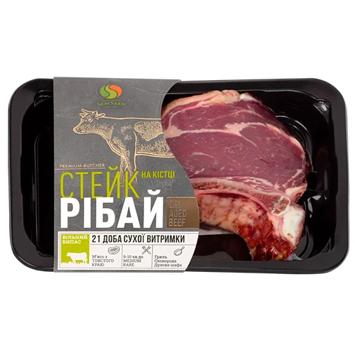 Стейк яловичини "Рібай" порціонний охолоджений, напівфабрикат ваговий від TM Sun Seed Premium Food