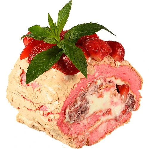 Рулет меренговий полуничний