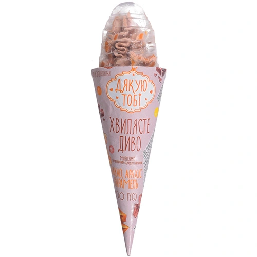 Морозиво Дякую Тобі 100г хвилясте диво крем какао арахіс ріжок