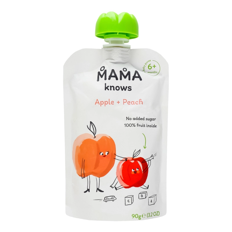 Пюре органічне Mama knows 90г яблучно-персикове без цукру