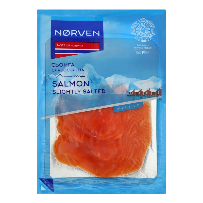 Сьомга нарізка Norven 70г слабосолона в/у
