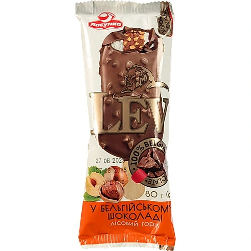 Морозиво 12% у бельгійському шоколаді Лісовий горіх Lev Ласунка м/у 80г