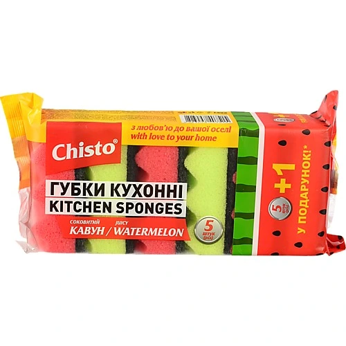 Губки кухонні Chisto Кавун 6шт (5+1)