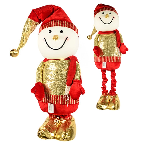 Декор новорічний телескопічний Сніговик червоний 100-180см