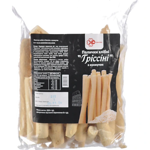 Палички хлібні Десняночка 250г гріссіні кунжут
