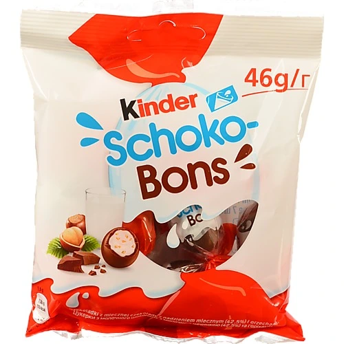 Цукерки з молочного шоколаду з молочною начинкою та горіхами Schoko-Bons Kinder м/у 46г
