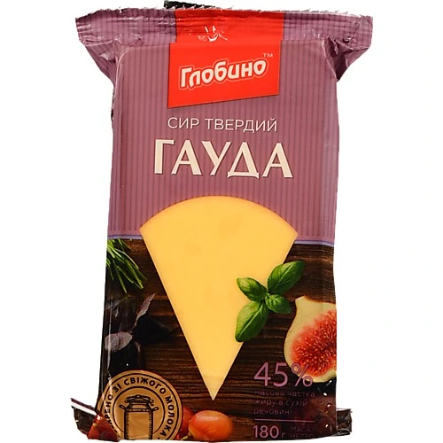 Сир Глобино 180г 50% гауда брус