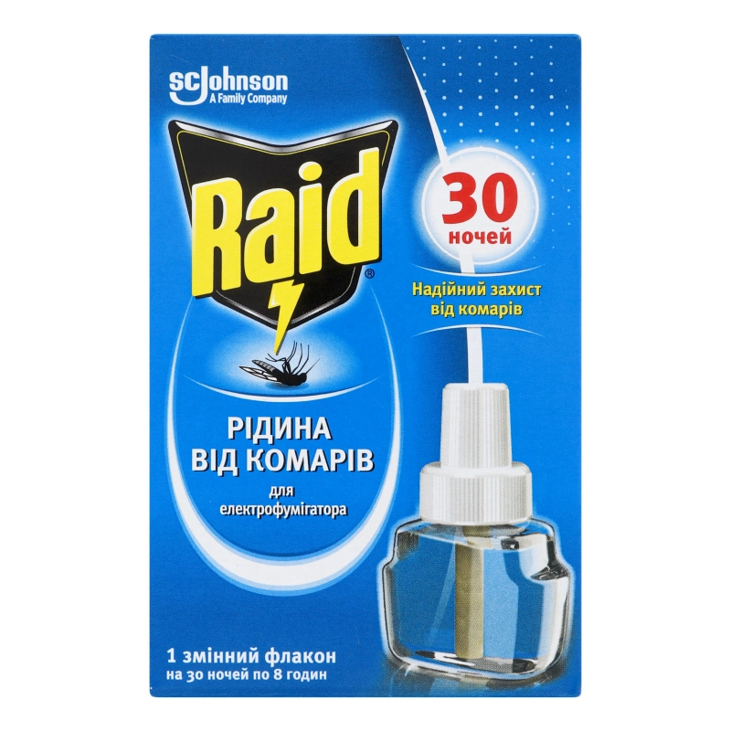 Рідина для електрофумігаторів від комарів 30 ночей Raid 21.9мл