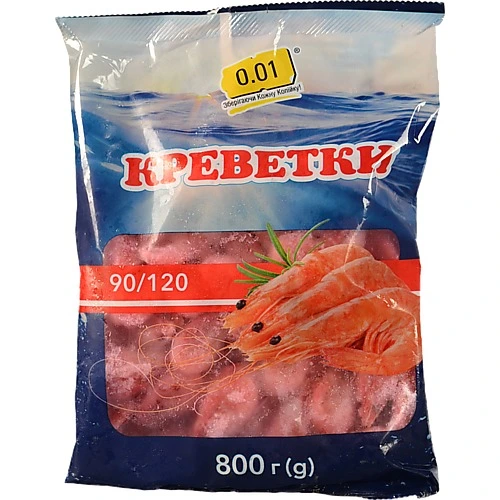 Креветки 0.01 800г північні 90.120 панцир вар.морожені
