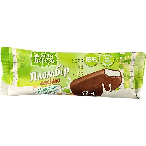 Морозиво 15% у глазурі Ескімо Белая Бяроза м/у 77г
