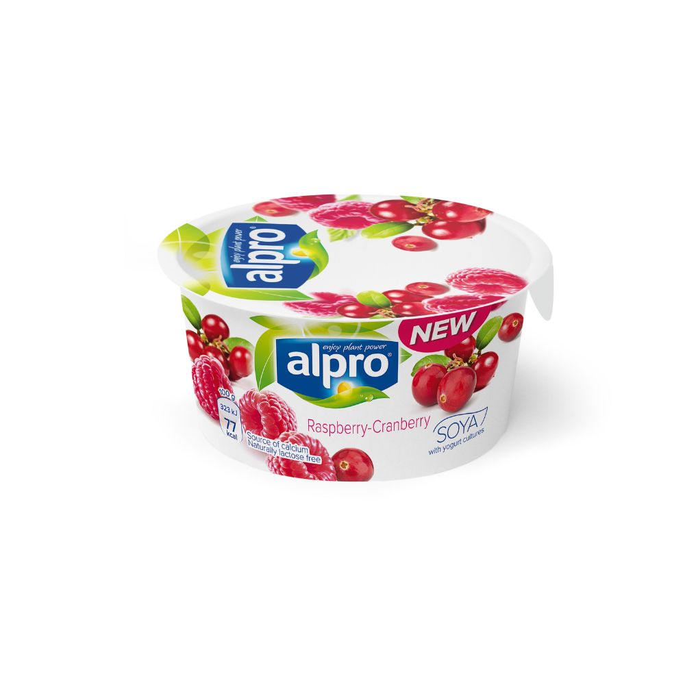 Йогурт Алпро соєвийферментов. малина журавл.150г (46085)