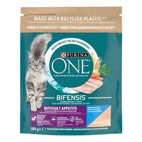 Корм д/котів One 800 г сух. Difficult Appetite з тріскою і фореллю