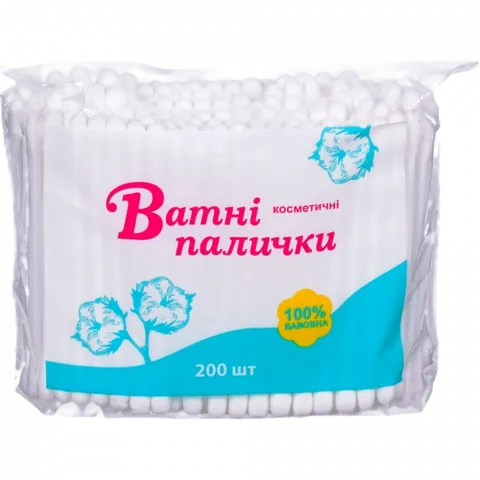 Ватні пал. косметичні 200 шт. п/е