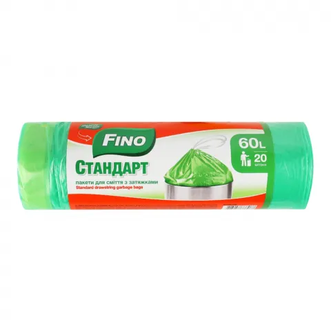 Пакети д/сміття МЖ/FINO 60 л 20 шт. із затяжкою Стандарт 1980/7067