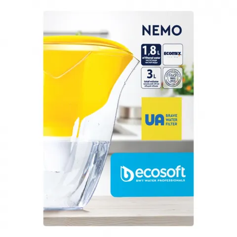 Фільтр-глечик Ecosoft 3 л Немо жовтий/перлинний