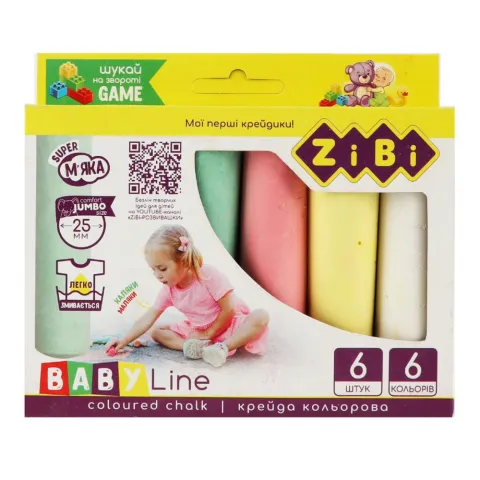 Крейда кольорова 6 шт. Jumbo картонна коробка ZB.6710-99