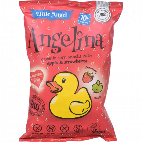 Кукурудзяні снеки Angelina 30 г яблоко-полуниця органічні без глютену