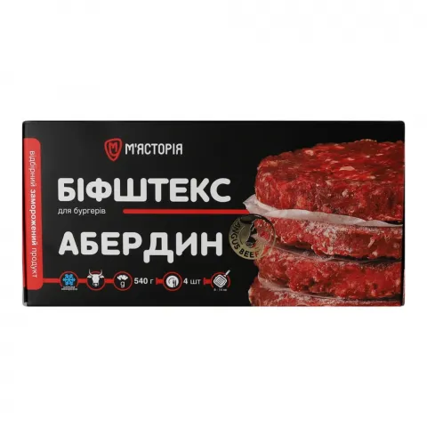 Біфштекс М`ясторія  Абердин з яловичини 540 г в/п Шок Фриз