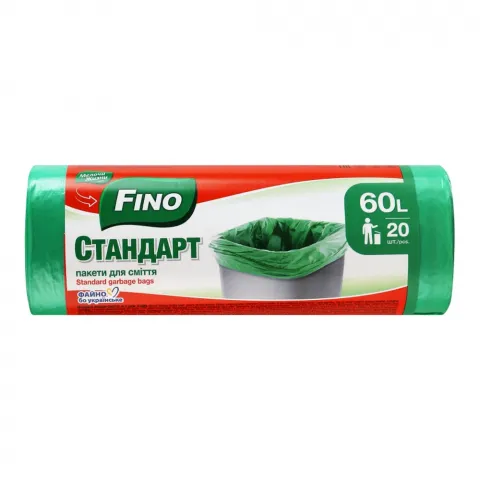 Пакети д/сміття МЖ/FINO 60 л 20 шт. Стандарт 3503/0012