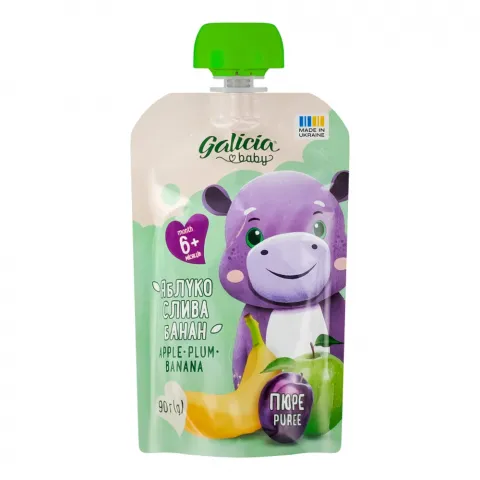 Пюре Galicia Baby 90 г яблучно-сливово-бананове